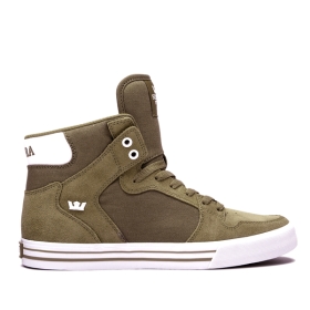 Supra Mens VAIDER Olive/white High Top Shoes | CA-84811